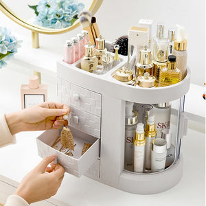 USB Rechargeable Makeup Organizer case Cosmetic Storage Box  Jewelry Container Dust proof Drawer Waterproof Mirror LED Light