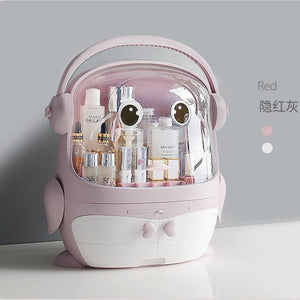 USB Rechargeable Makeup Organizer case Cosmetic Storage Box  Jewelry Container Dust proof Drawer Waterproof Mirror LED Light