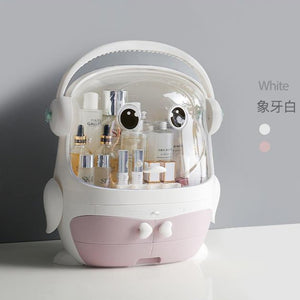 USB Rechargeable Makeup Organizer case Cosmetic Storage Box  Jewelry Container Dust proof Drawer Waterproof Mirror LED Light