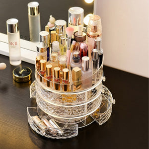 USB Rechargeable Makeup Organizer case Cosmetic Storage Box  Jewelry Container Dust proof Drawer Waterproof Mirror LED Light